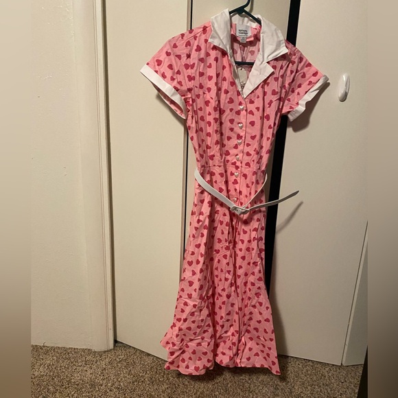 Unique Vintage Dresses & Skirts - Unique Vintage Hot Pink Heart Alexis Swing Dress